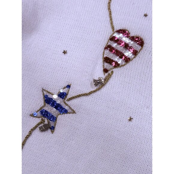 Storybook Knits American Flag July 4th Novelty Cardigan Sweater Womens Large - Picture 7 of 12